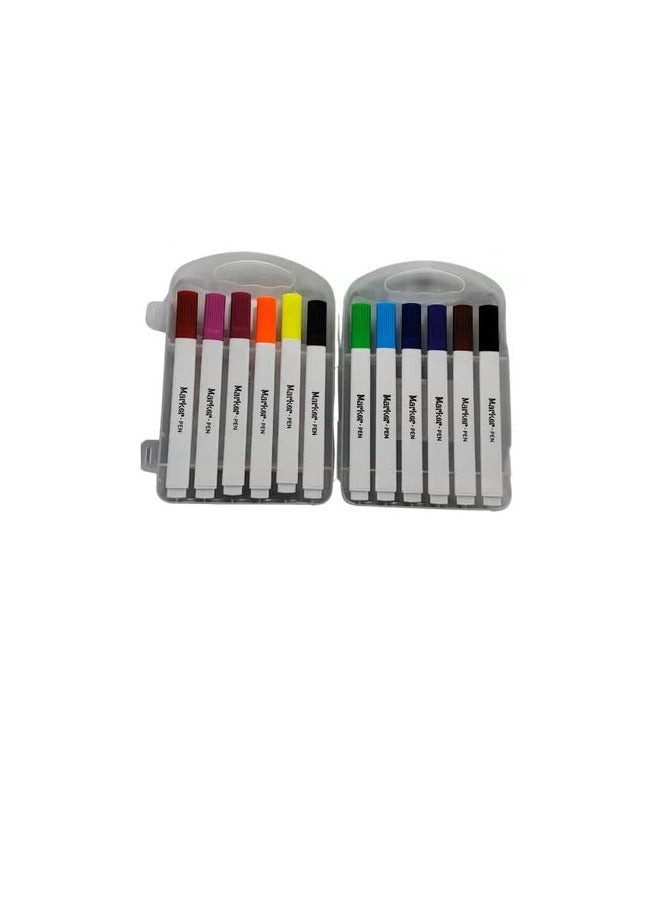Water Based Marker Pens 12 Vibrant Colors for Art & Writing Multicolor Water Based Marker Pens Perfect for Kids - Image 2
