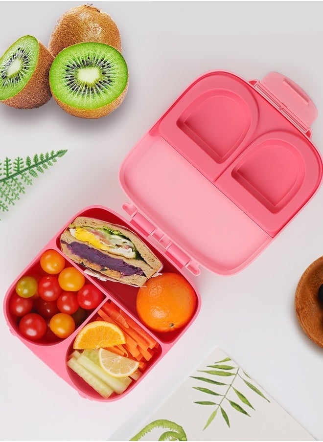HOMESTAR Portable Rabbit Pattern BPA-Free PP 3-Grids Kids Lunch Box Toddlers Fruit Food Container Girls Snack Bento Box Pink  - Image 2