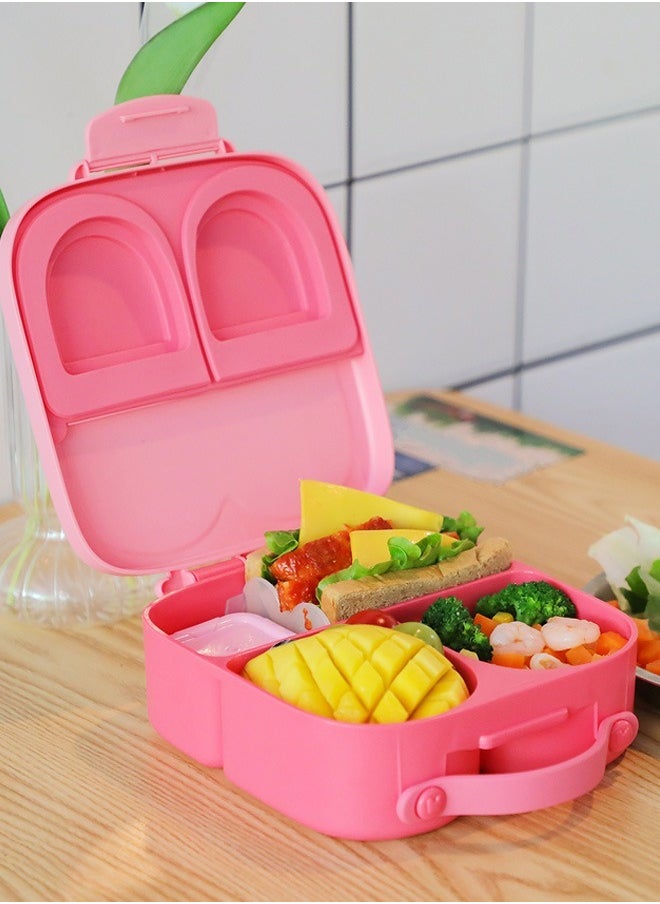 HOMESTAR Portable Rabbit Pattern BPA-Free PP 3-Grids Kids Lunch Box Toddlers Fruit Food Container Girls Snack Bento Box Pink  - Image 3