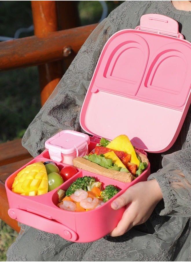 HOMESTAR Portable Rabbit Pattern BPA-Free PP 3-Grids Kids Lunch Box Toddlers Fruit Food Container Girls Snack Bento Box Pink  - Image 4