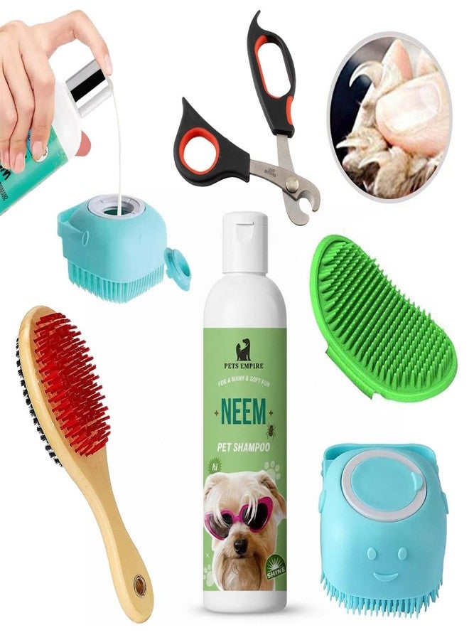 Pets Empire 5-in-1 Dog & Cat Grooming Combo - Pet Shampoo, Self-Cleaning Slicker Brush, Silicone Bath Dispenser, Nail Clipper & Professional Grooming Kit for All Breeds - Image 2