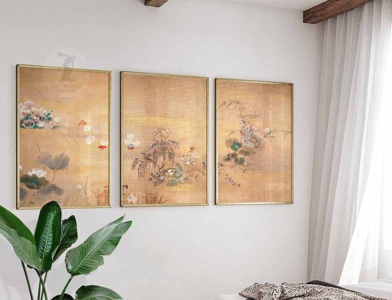 TNESSENTIAL Japanese Set of 3 Floral Posters, Asian Japanese Art Prints, Irises by Ogata Korin, Japanese Decor, A1/A2/A3/A4 - Image 1