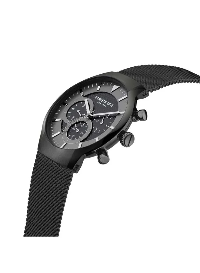كينيث كول نيو يورك Modern Dress Sport Black Dial Stainless Steel Bracelet Multifunction Watch for Men