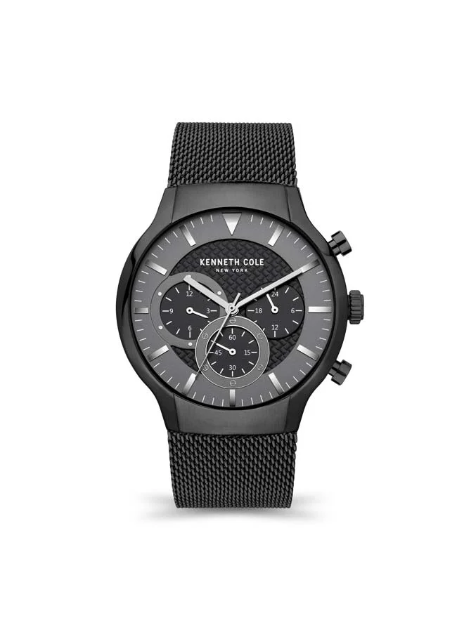كينيث كول نيو يورك Modern Dress Sport Black Dial Stainless Steel Bracelet Multifunction Watch for Men