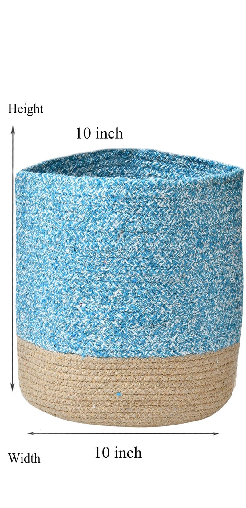 LaVichitra Braided Cotton Baskets | Storage Bins Organizer | Laundry, Toys & Planter Basket- Set of 2 (10 Inch), Aqua - Image 2