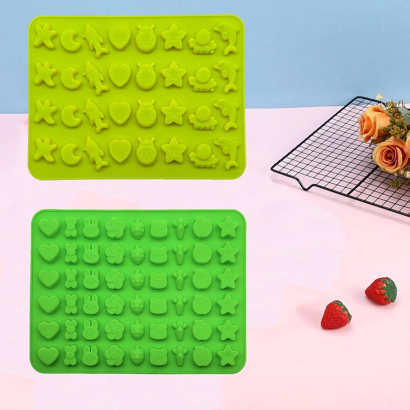 Apiocmy 5Pcs Gummy Candy Molds - Silicone Gummy Dinosaur/Marine Animal/Donut/Small Hearts Shapes/Fruit Snack Mold for Kids with 2pcs Dropper,Non-stick and Bpa Free for Mini Candy Chocolate Gummies Baking - Image 4