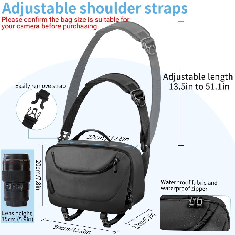 TAAOKA Camera Sling Bag,Waterproof Camera Case with Tripod Holder,Lightweight DSLR/SLR/Mirrorless Camera Bags Crossbody for photographers-Black - Image 4