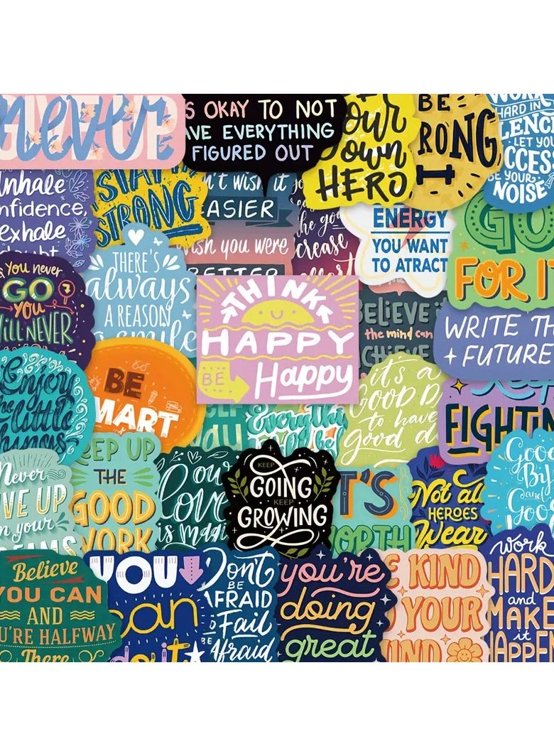 Goolsky 50pcs Inspirational Cartoon Stickers - Matte Finish, PVC Decals for Laptops, Guitars & Luggage - Durable, Self-Adhesive & Single-Use - Image 1