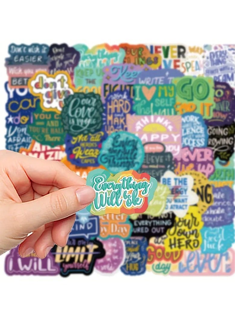 Goolsky 50pcs Inspirational Cartoon Stickers - Matte Finish, PVC Decals for Laptops, Guitars & Luggage - Durable, Self-Adhesive & Single-Use - Image 3
