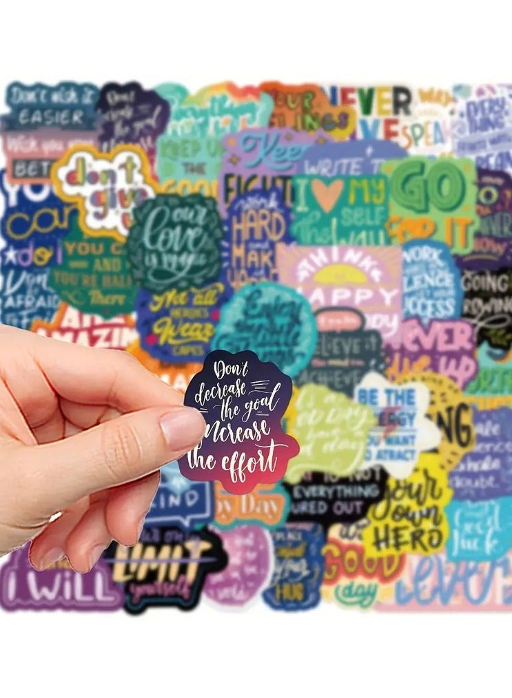 Goolsky 50pcs Inspirational Cartoon Stickers - Matte Finish, PVC Decals for Laptops, Guitars & Luggage - Durable, Self-Adhesive & Single-Use - Image 2