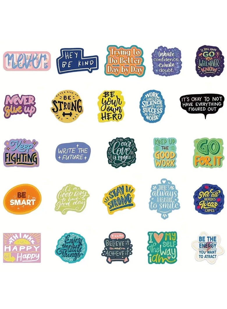Goolsky 50pcs Inspirational Cartoon Stickers - Matte Finish, PVC Decals for Laptops, Guitars & Luggage - Durable, Self-Adhesive & Single-Use - Image 4