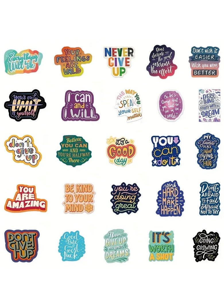 Goolsky 50pcs Inspirational Cartoon Stickers - Matte Finish, PVC Decals for Laptops, Guitars & Luggage - Durable, Self-Adhesive & Single-Use - Image 5