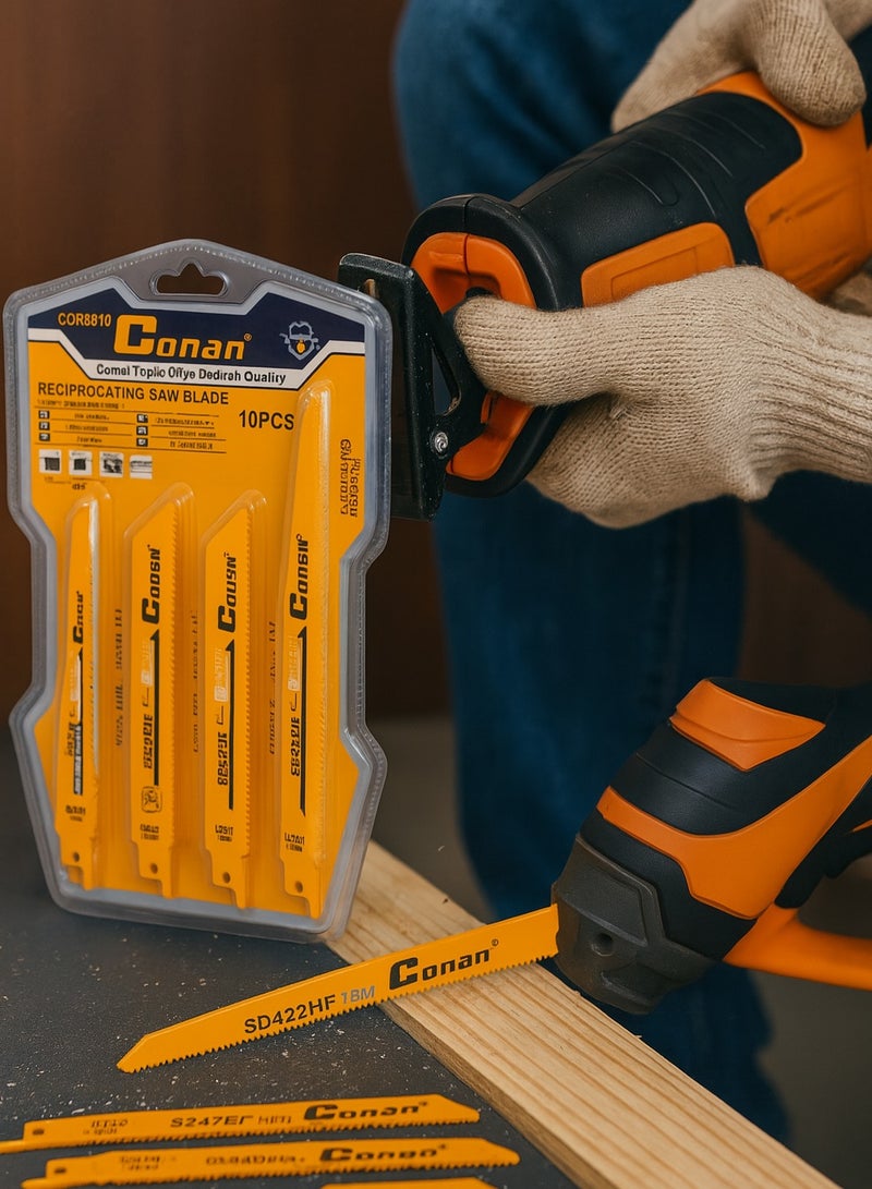 Conan 10-Piece Reciprocating Saw Blade Set – For Wood & Metal – Model CORS810 - Image 3