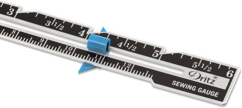 Dritz 6 Sliding Marker Sewing Gauge Nickel with Black Printing and Blue Slider - Image 4