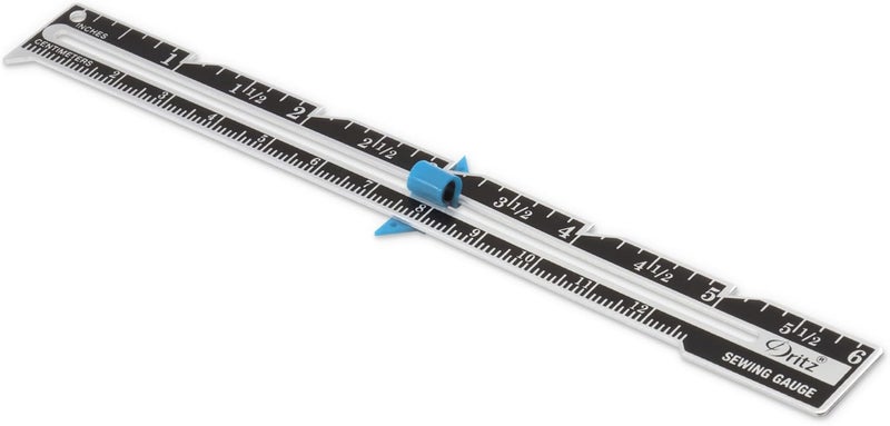 Dritz 6 Sliding Marker Sewing Gauge Nickel with Black Printing and Blue Slider - Image 5