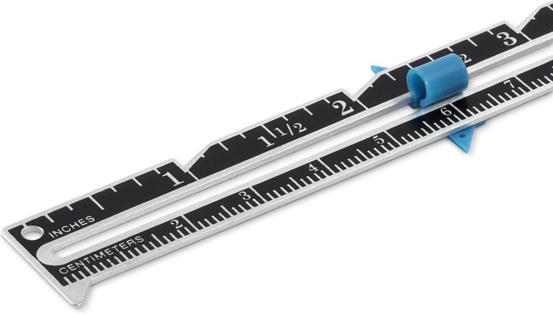 Dritz 6 Sliding Marker Sewing Gauge Nickel with Black Printing and Blue Slider - Image 3