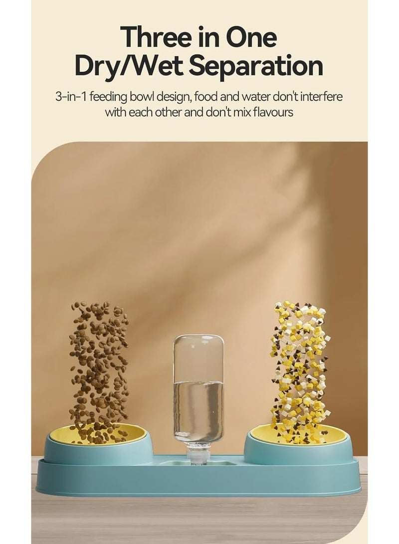 Automatic Cat Dog Bowl with Water Fountain - Double Bowl for Drinking and Food - Pet Bowl Holder (Pink) - Image 3