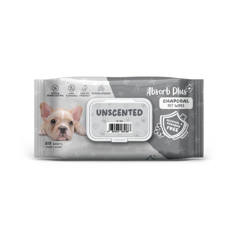 Absorb Plus Unscented Antibacterial Pet Wipes - 80 Sheets - Image 1