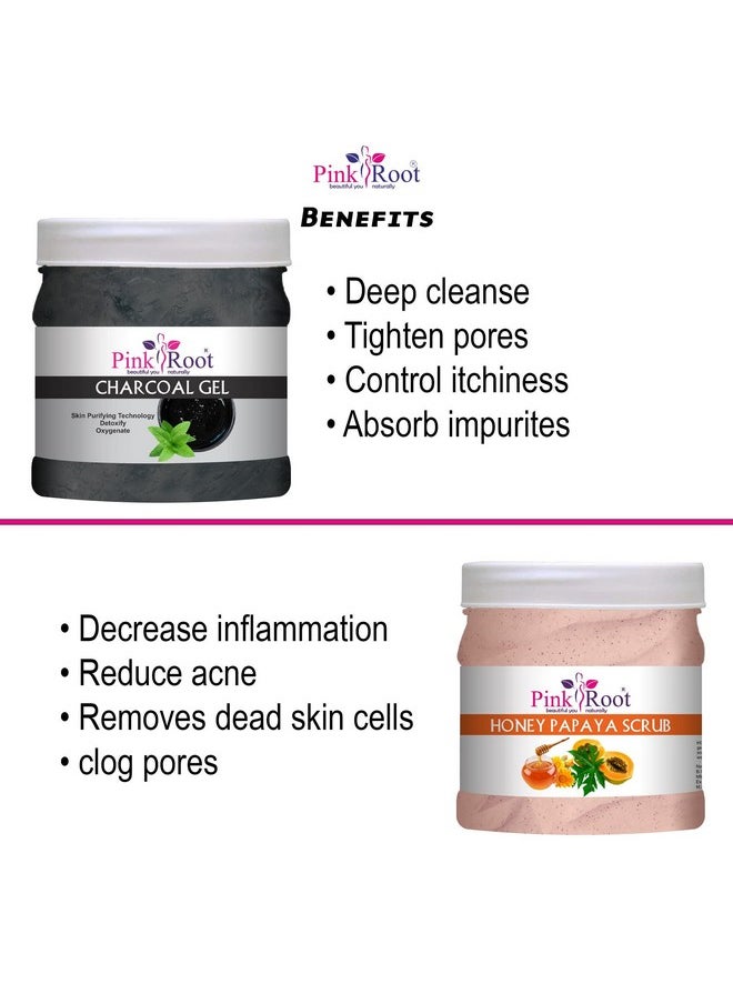 Pink Root Pink Root Charcoal Gel 500ml with Honey Papaya Scrub 500ml  - Image 5