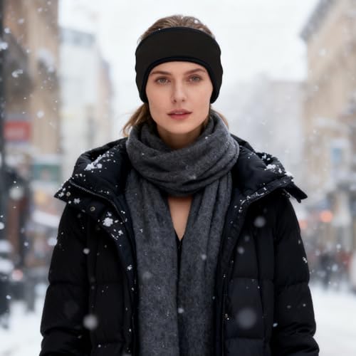 VEEJION Fleece Ear Warmers for Women Men 3 Pcs Ear Muffs Covers for Winter Running Yoga Skiing Riding (Black) - Image 4