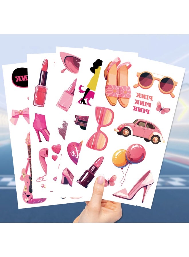 NIBEMINENT 10 Pcs Cartoon Pink Girl Deco Kit Waterproof Stickers, High Definition Printing Bright Colors, Suitable for Laptop Skateboard Luggage Water Bottle Guitar DIY - Image 2