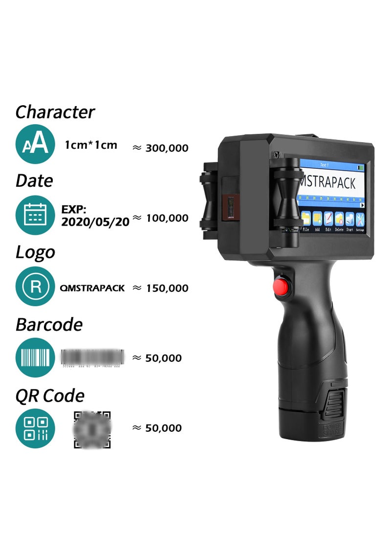 Demin - Portable 12.7mm Handheld Inkjet Printer QR Barcode Batch Number Logo Expiry Date Label Printer Gun 25 Languages Non-encrypted - Image 1
