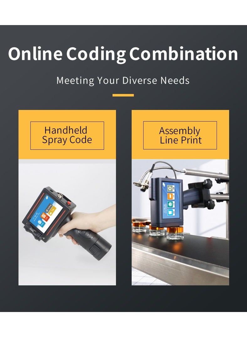 Demin - Portable 12.7mm Handheld Inkjet Printer QR Barcode Batch Number Logo Expiry Date Label Printer Gun 25 Languages Non-encrypted - Image 1
