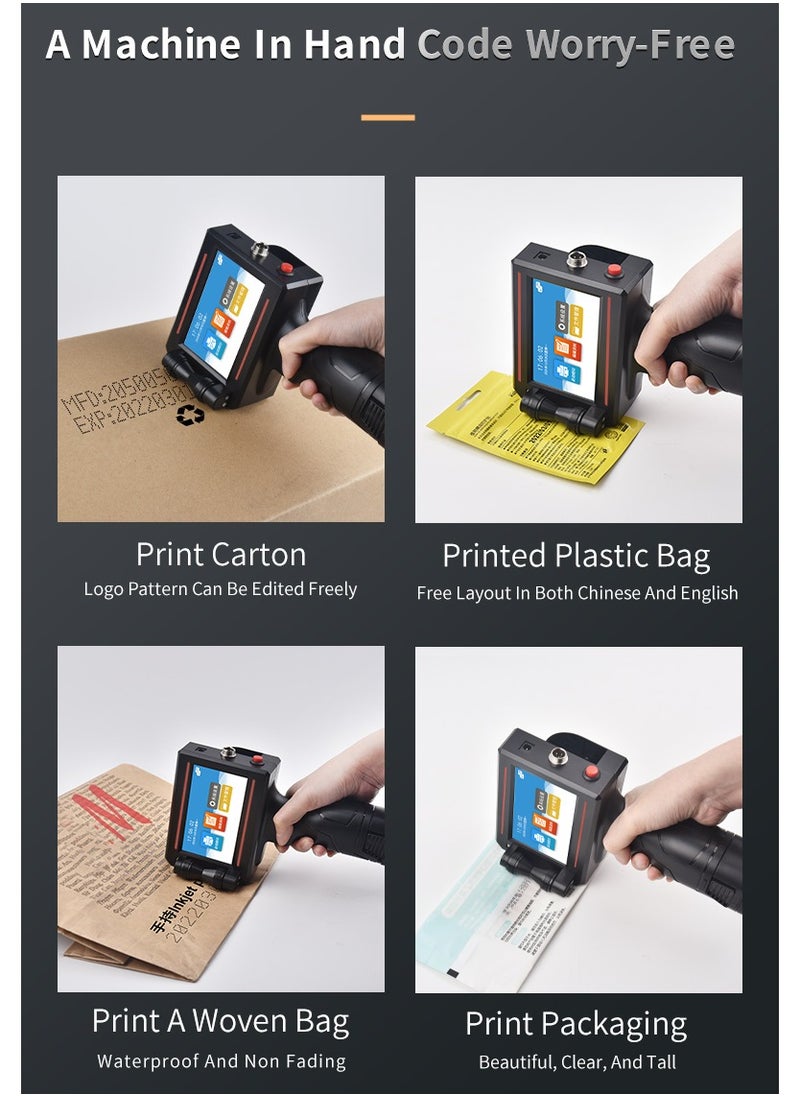 Demin - Portable 12.7mm Handheld Inkjet Printer QR Barcode Batch Number Logo Expiry Date Label Printer Gun 25 Languages Non-encrypted - Image 1