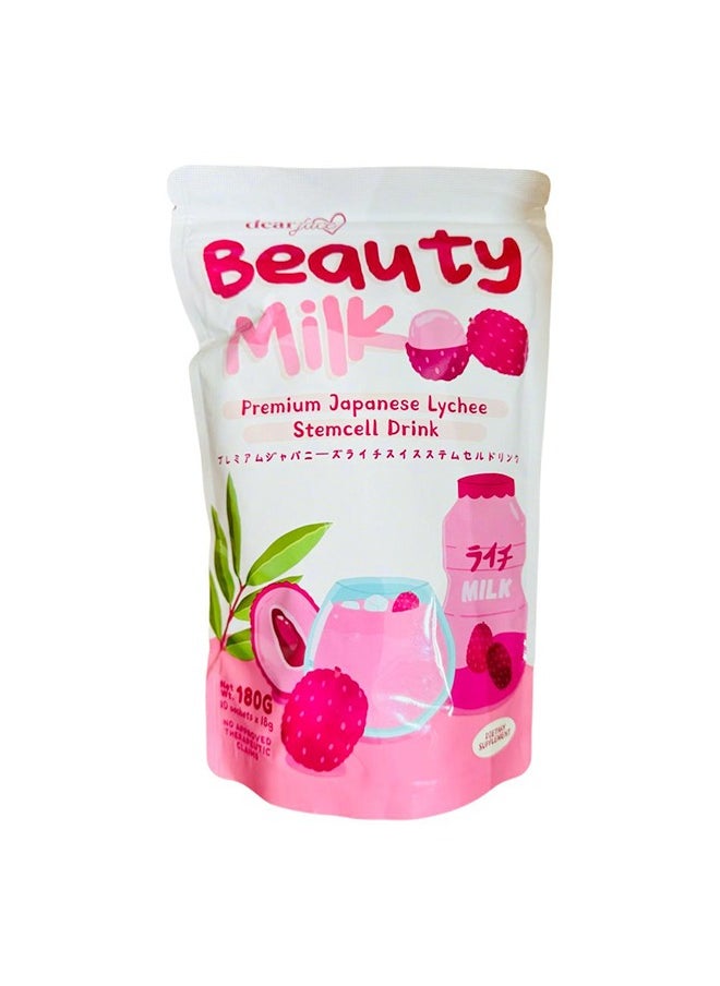 dear face Beauty Milk Premium Japanese Lychee Swiss Stemcell Drink 10 Sachets  - Image 2