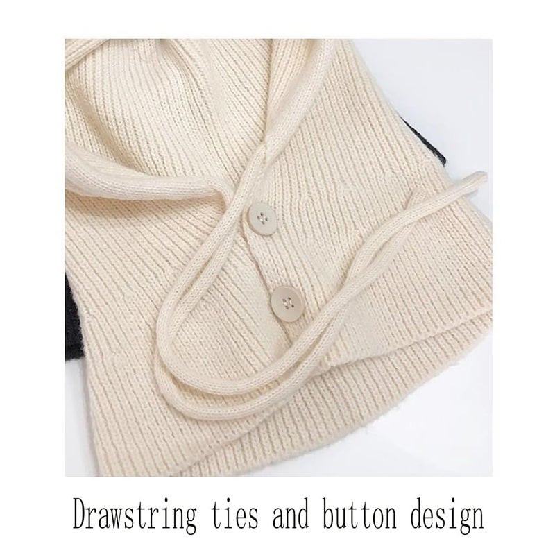 XYX Winter Warm Elastic Soft Ear Protection Knitted Ski Hats Balaclava Cover Ears Beanie Hat (US, Alpha, One Size, H-Khaki1) - Image 2