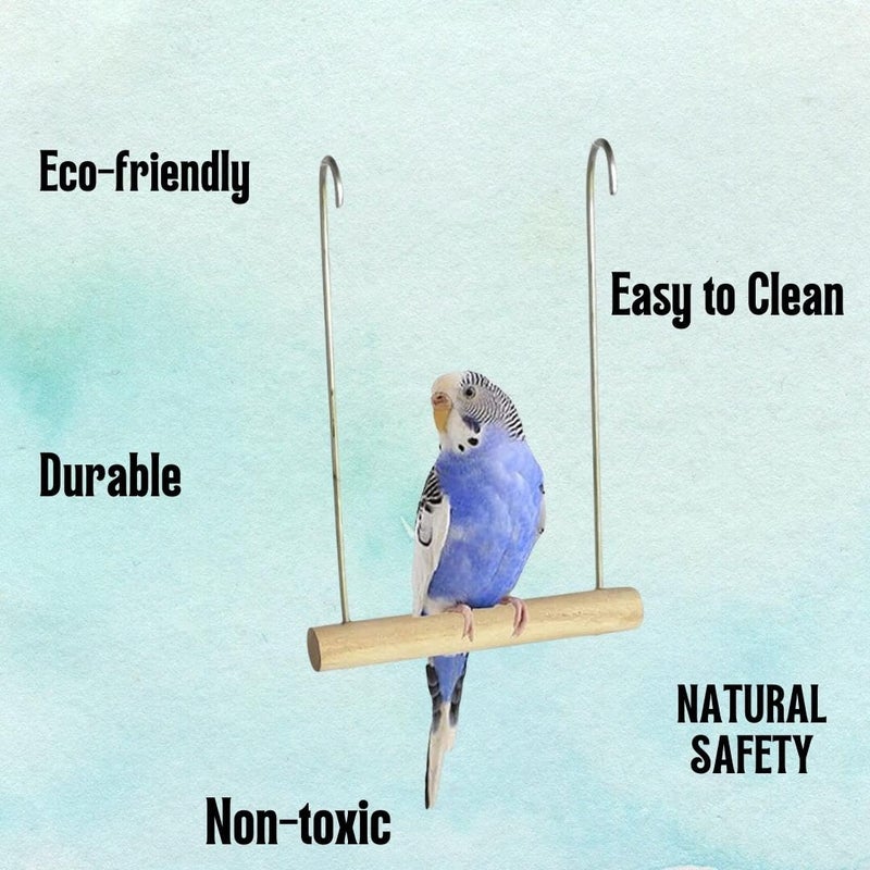 Sage Square عصا تأرجح سلك 6x8 - أفضل لعبة خشبية متأرجحة للببغاوات، والكناري، والباراكيت، وطائر الحب، والكوكاتيل - Image 3