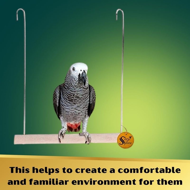 Sage Square عصا تأرجح سلك 6x8 - أفضل لعبة خشبية متأرجحة للببغاوات، والكناري، والباراكيت، وطائر الحب، والكوكاتيل - Image 2
