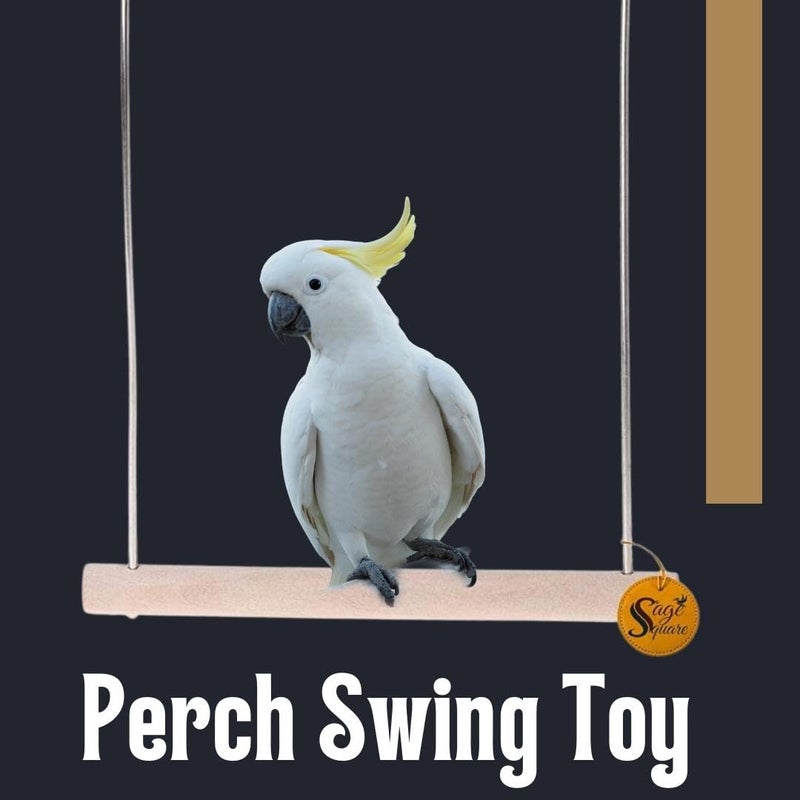 Sage Square عصا تأرجح سلك 6x8 - أفضل لعبة خشبية متأرجحة للببغاوات، والكناري، والباراكيت، وطائر الحب، والكوكاتيل - Image 1