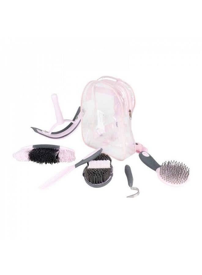 هورز مجموعة العناية بالخيول سهلة التنظيف من HORZE مكونة من 6 قطع مع حقيبة تخزين مريحة - وردي/رمادي - مقاس واحد - Image 2