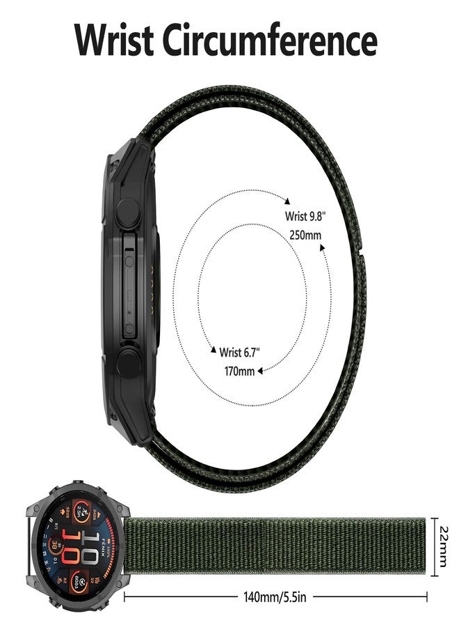 OVERSTEP Strap for Fenix 8 47 mm watch strap, 22 mm hook and loop nylon strap, replacement strap for Epix Pro 47 mm, Fenix 7, Fenix 7 Pro, Fenix 6, Fenix 5, Approach S62, Quatix 5, Army Green, 22MM - Image 5