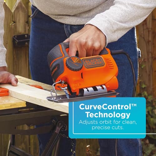 BLACK+DECKER Jig Saw, 5-Amp, 3,000 Blade Speed, 45 Degree Beveled Cuts, ¾-Inch Orbital Blade, 4 Curve Settings, Corded (BDEJS600C) - Image 5