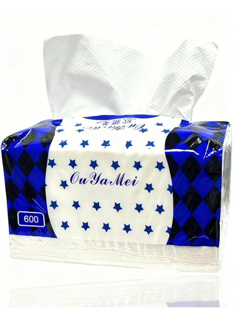 مناديل وجه، 600 منديل لكل عبوة × 3 طبقات، مناديل معقمة ومضادة للبكتيريا كلاسيكية (5 عبوات) - Image 2