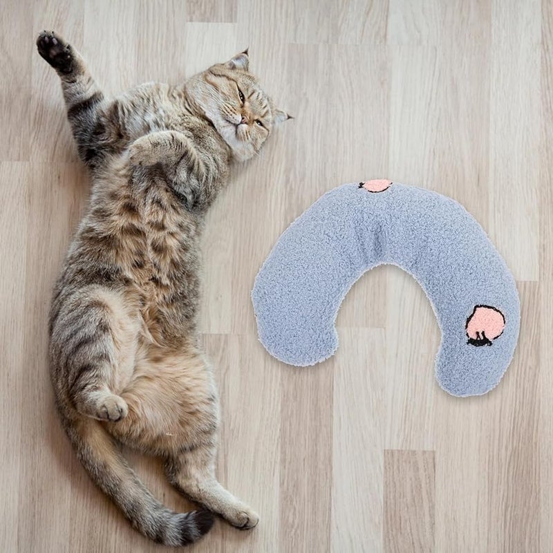 وسادة حيوان أليف على شكل حرف U لدعم الرقبة للكلاب والقطط، وسادة مريحة لقيلولة باللون الأزرق - Image 4
