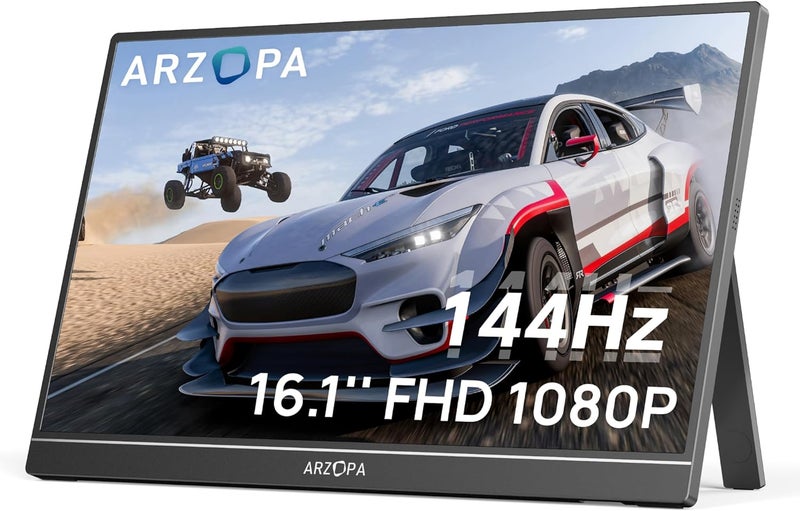 ARZOPA 16.1'' 144Hz Portable Gaming Monitor, 106% sRGB 1080P FHD Kickstand Portable Monitor with HDR, Ultra Slim, Eye Care, External Second Screen for Laptop, PC, PS5, Mac, Xbox-Z1FC - Image 1