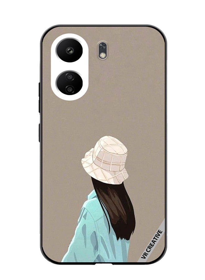 VR CREATIVE Protective Case Cover For Xiaomi Redmi 13C Brown Hat Girl Design Multicolour - Image 1