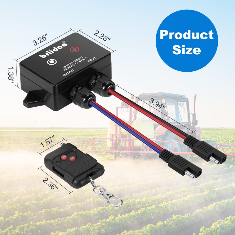 Briidea 12 Volt Wireless Remote Control Switch for Agricultural Sprayers, Spray Pumps, IP67 Waterproof - Image 5