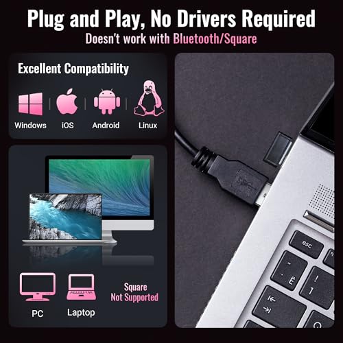 Tera Barcode Scanner Wireless Versatile 2-in-1 (2.4Ghz Wireless+USB 2.0 Wired) with Battery Level Indicator, 328 Feet Transmission Distance Rechargeable 1D Laser Bar Code Reader Handheld 5100 Pink - Image 4