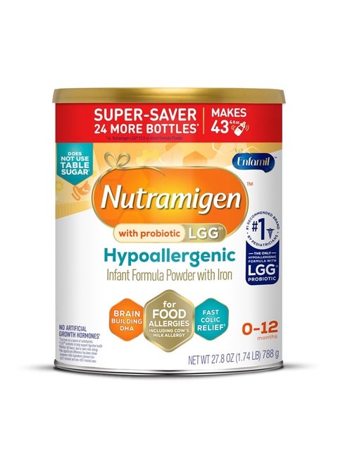 Nutramigen Hypoallergenic Baby Formula, Lactose Free, Colic Relief from Cow's Milk Allergy Stars in 24 Hours, Brain Building Omega-3 DHA, Probiotic LGG for Immune Support, 27.8 Oz
