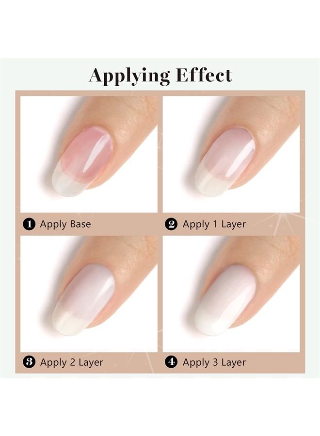 RARJSM Clear Jade White Gel Polish 15ml,UV LED Soak Off Sheer Transparent Soft White Color Nail Polish Summer French Manicure Varnish Curing Requires 1 Piece, Milky White - Image 5