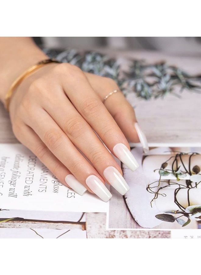 RARJSM Clear Jade White Gel Polish 15ml,UV LED Soak Off Sheer Transparent Soft White Color Nail Polish Summer French Manicure Varnish Curing Requires 1 Piece, Milky White - Image 3