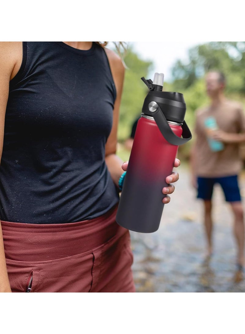 18oz Insulated Stainless Steel Water Bottle, Wide Mouth Double Wall Vacuum, Silicone Straw, Sweat & Leak Proof, BPA Free Insulated Water Flask for Travel, Keep Cold 24h Hot 12h, Red - Image 5