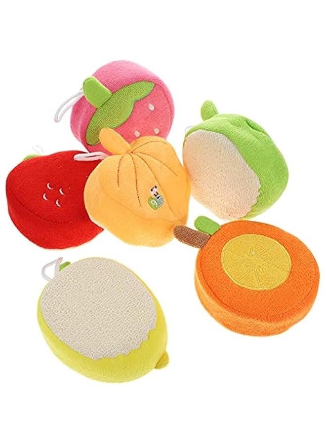 6Pcs Cute Fruit Bath Sponge Shower Pouf Cleaning Sponge Baby Bathing Sponge for Infant Shower Body Scrubber - Image 1