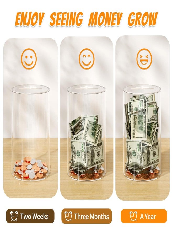 NIUBEE Clear Piggy Bank for Adults Kids, Acrylic Piggy Bank for Boys Girls to Saving Money Jar Cash Coin, Must Break to Open, Perfect Size 8" H x 5" Diameter(Medium) - Image 4
