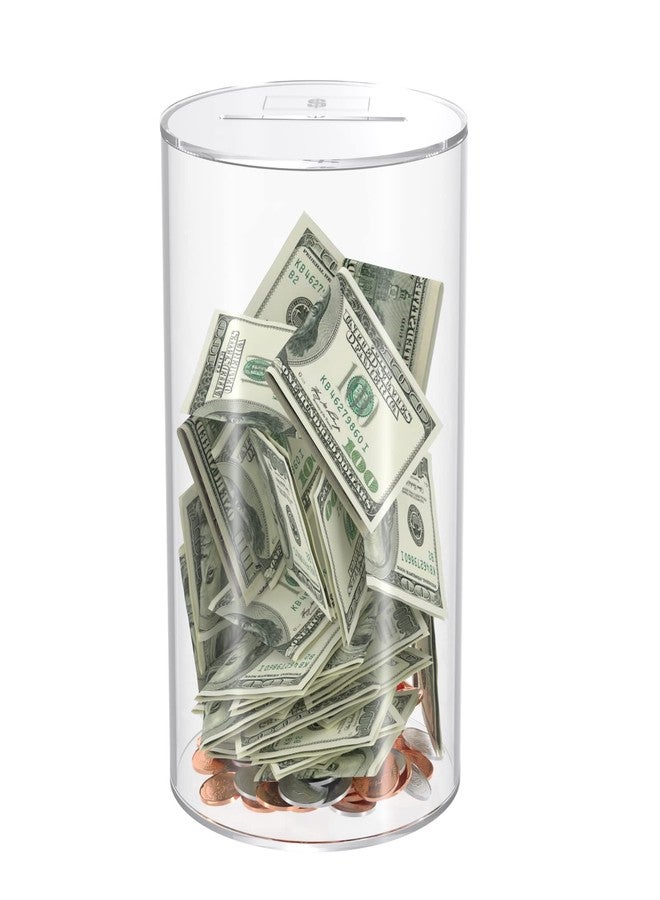 NIUBEE Clear Piggy Bank for Adults Kids, Acrylic Piggy Bank for Boys Girls to Saving Money Jar Cash Coin, Must Break to Open, Perfect Size 8" H x 5" Diameter(Medium) - Image 1