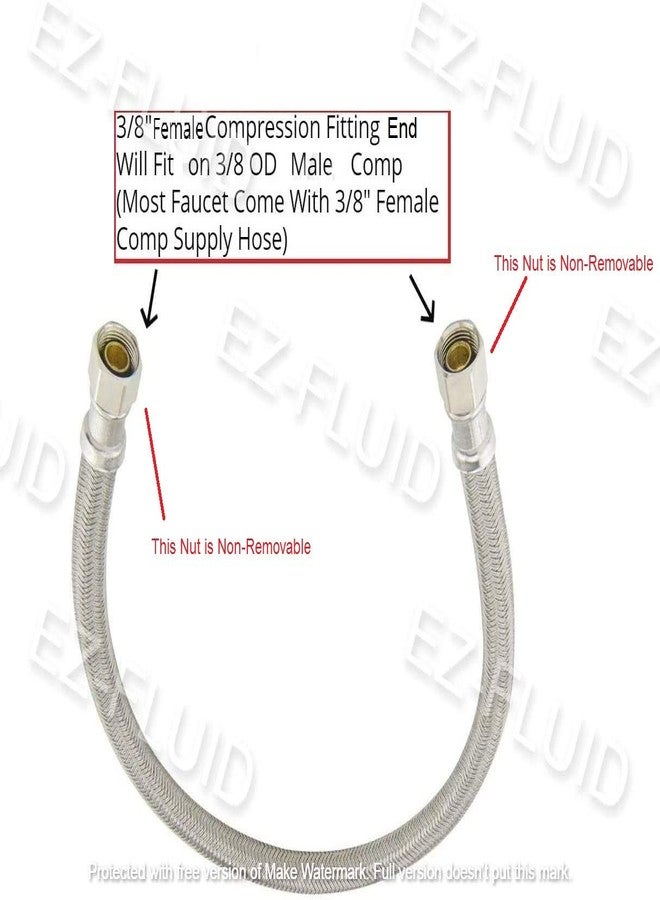 EZ-FLUID وصلة تمديد صنبور من الفولاذ المقاوم للصدأ المضفر، مقاس 16 بوصة × 3/8 بوصة، من EZ-Fluid Plumbing، موصل أنثى مضغوط إلى وصلة أنثى مضغوطة 3/8 بوصة (عبوة واحدة). - Image 2